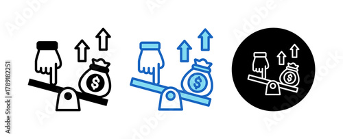 Leverage Multiple Style Icon Set Collection Mixed, Blue & Line. 