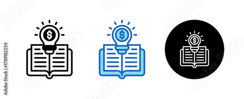 Literacy Multiple Style Icon Set Collection Mixed, Blue & Line. 