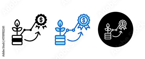 Benefit Multiple Style Icon Set Collection Mixed, Blue & Line. 