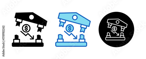 Bankruptcy Multiple Style Icon Set Collection Mixed, Blue & Line. 