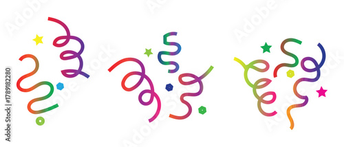 Colorful Party Streamer Confetti Curl Decoration Isolated on White Background