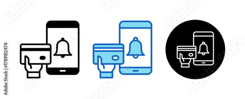 Payment Notification Multiple Style Icon Set Collection Mixed, Blue & Line. 