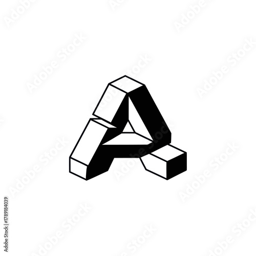 Impossible Letter A - Optical Illusion Design.