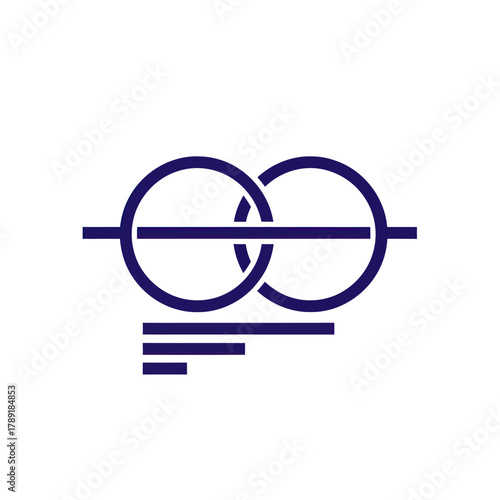 Interlocking Circles Symbol with Horizontal Line and Bars.