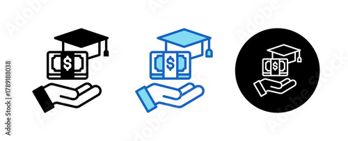 Tuition Reimbursement Multiple Style Icon Set Collection Mixed, Blue & Line. 