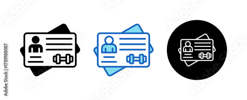 Gym Membership Multiple Style Icon Set Collection Mixed, Blue & Line. 