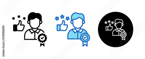 Recognition Multiple Style Icon Set Collection Mixed, Blue & Line. 