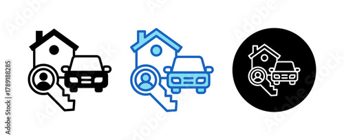 Ownership Multiple Style Icon Set Collection Mixed, Blue & Line. 