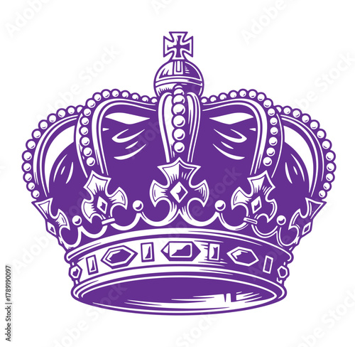 Elegant purple royal crown design suitable for branding or illustrative embellishment