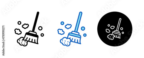 Sweeping Multiple Style Icon Set Collection Mixed, Blue & Line. 