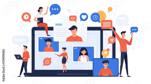 Digital collaboration and online communication with people on screens