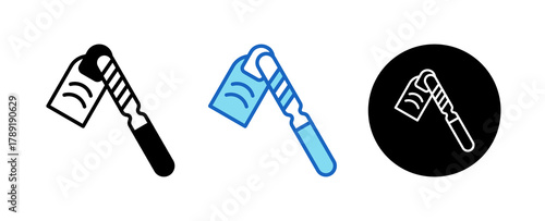 Nail File Multiple Style Icon Set Collection Mixed, Blue & Line. 