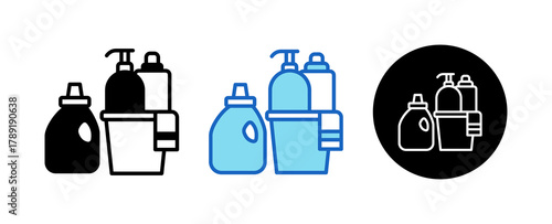 Hygiene Products Multiple Style Icon Set Collection Mixed, Blue & Line. 