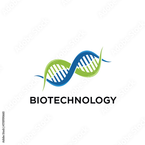 Biotechnology DNA Double Helix Logo Design for Science and Medical Fields.