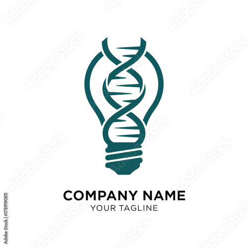 DNA Helix Inside Light Bulb Symbolizing Scientific Innovation and Discovery.