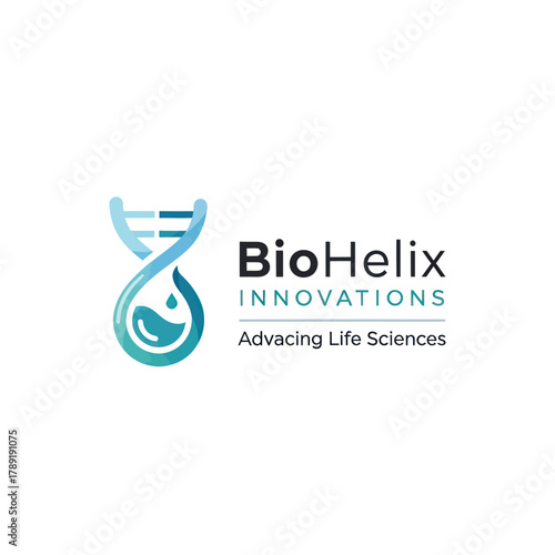 BioHelix Innovations logo with DNA strand and droplet.