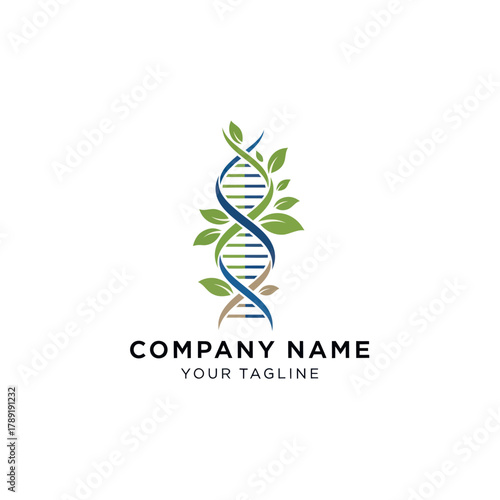 Natural genetics and biotechnology symbol with a plant vine.