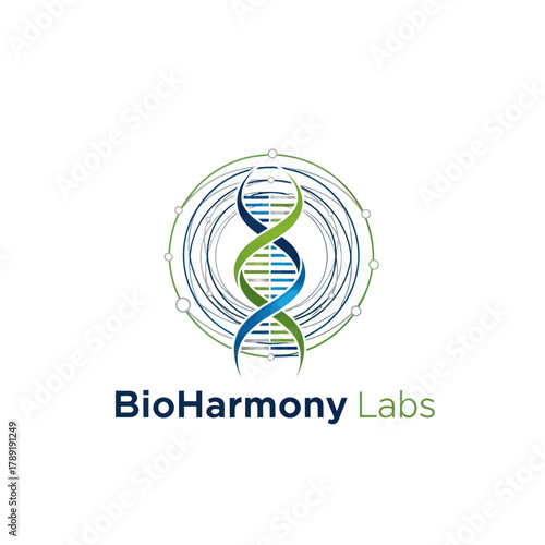 BioHarmony Labs DNA Helix Logo Design.