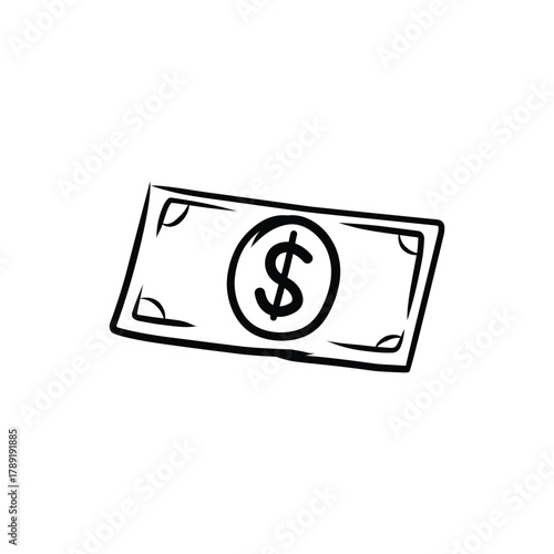 Dollar Bill Doodle Hand drawn