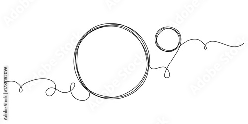 Continuous one line circle stroke, Hand drawn circle frame. Psychotherapy concept of solving problems is easy. Unravels bad mental health.