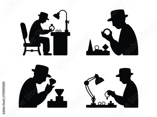 Goldsmiths crafting jewelry with tools and gems rings diamonds