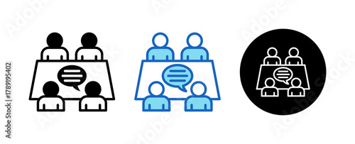 Focus Group Multiple Style Icon Set Collection Mixed, Blue & Line. 