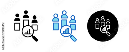 Competitor Analysis Multiple Style Icon Set Collection Mixed, Blue & Line. 