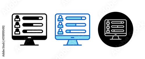 Survey Results Multiple Style Icon Set Collection Mixed, Blue & Line. 