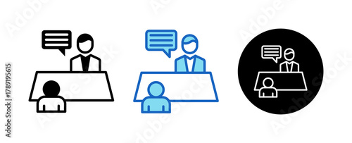 User Interview Multiple Style Icon Set Collection Mixed, Blue & Line. 