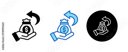 Roi Multiple Style Icon Set Collection Mixed, Blue & Line. 