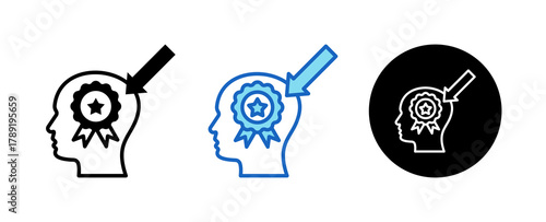 Brand Perception Multiple Style Icon Set Collection Mixed, Blue & Line. 