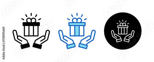 Benefits Multiple Style Icon Set Collection Mixed, Blue & Line. 