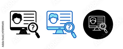 Background Check Multiple Style Icon Set Collection Mixed, Blue & Line. 