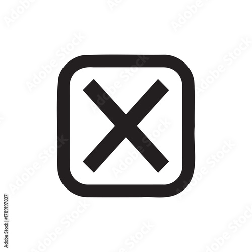 Black cross symbol inside a rounded square