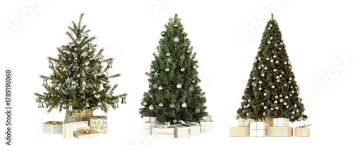 Set of christmas tree isolated on white