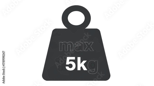 Vector illustration of black silhouette of a weight plate with text max 15kg on a transparent background