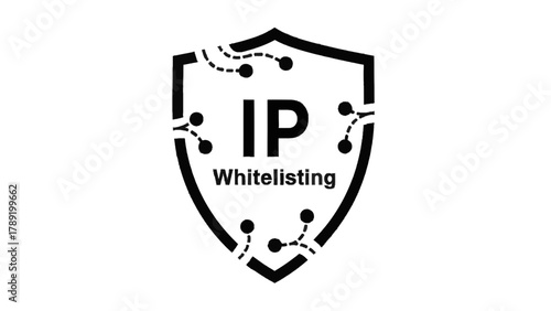 Vector illustration of ip whitelisting shield icon with network connection, on a transparent background