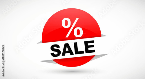 Sale Badge Modern Red Circle with Percentage and Sale Text