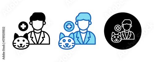 Veterinary Multiple Style Icon Set Collection Mixed, Blue & Line. 