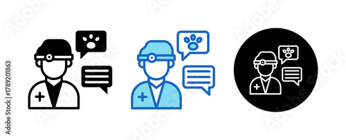 Consultation Multiple Style Icon Set Collection Mixed, Blue & Line. 
