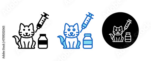 Animal Vaccination Multiple Style Icon Set Collection Mixed, Blue & Line. 