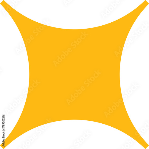 Abstract Yellow Starburst Shape With Concave Sides On Transparent Background
