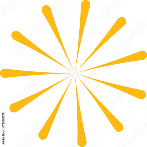 Abstract Yellow Starburst Shape with Radial Lines and White Background