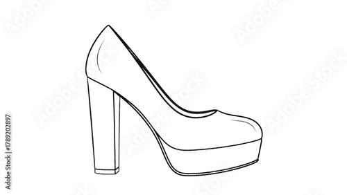 Vector illustration of elegant high heel shoe sketch on a transparent background