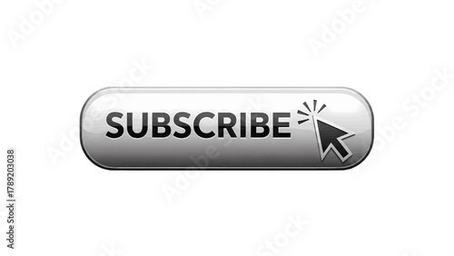 Vector illustration of subscribe button with cursor clicking it, on a transparent background