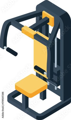 Isometric vector illustration of a chest press machine for strength training and bodybuilding.