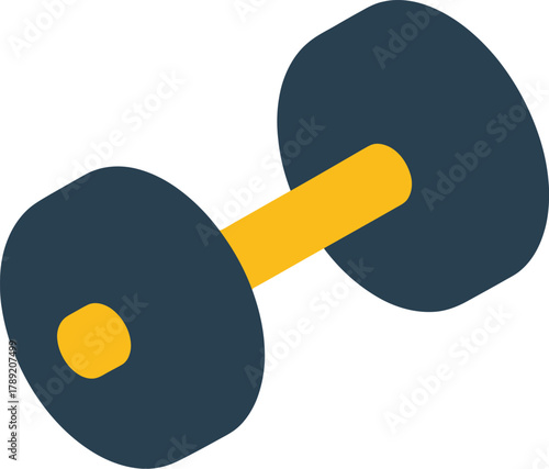 A simple illustration of a dumbbell, a common piece of exercise equipment.