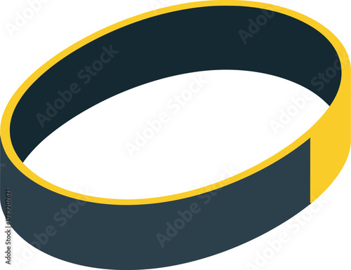 Illustration of a black and gold wristband on a white background.