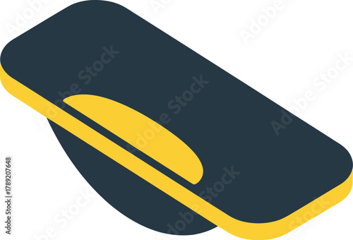 Isometric vector icon of a balance board for fitness, core stability training, and physical therapy.