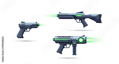 Futuristic Laser Guns Sci-Fi Weapons for Gaming & Design Projects
